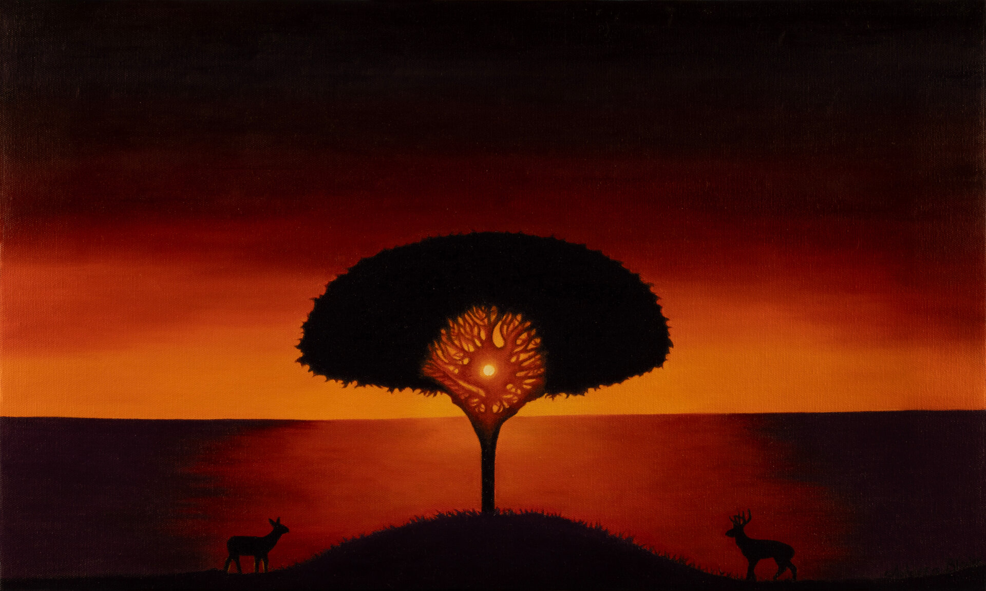Andrea Bloise - Nuestro punto de encuentro. 2024. Óleo - Lienzo. 33 x 55 cm