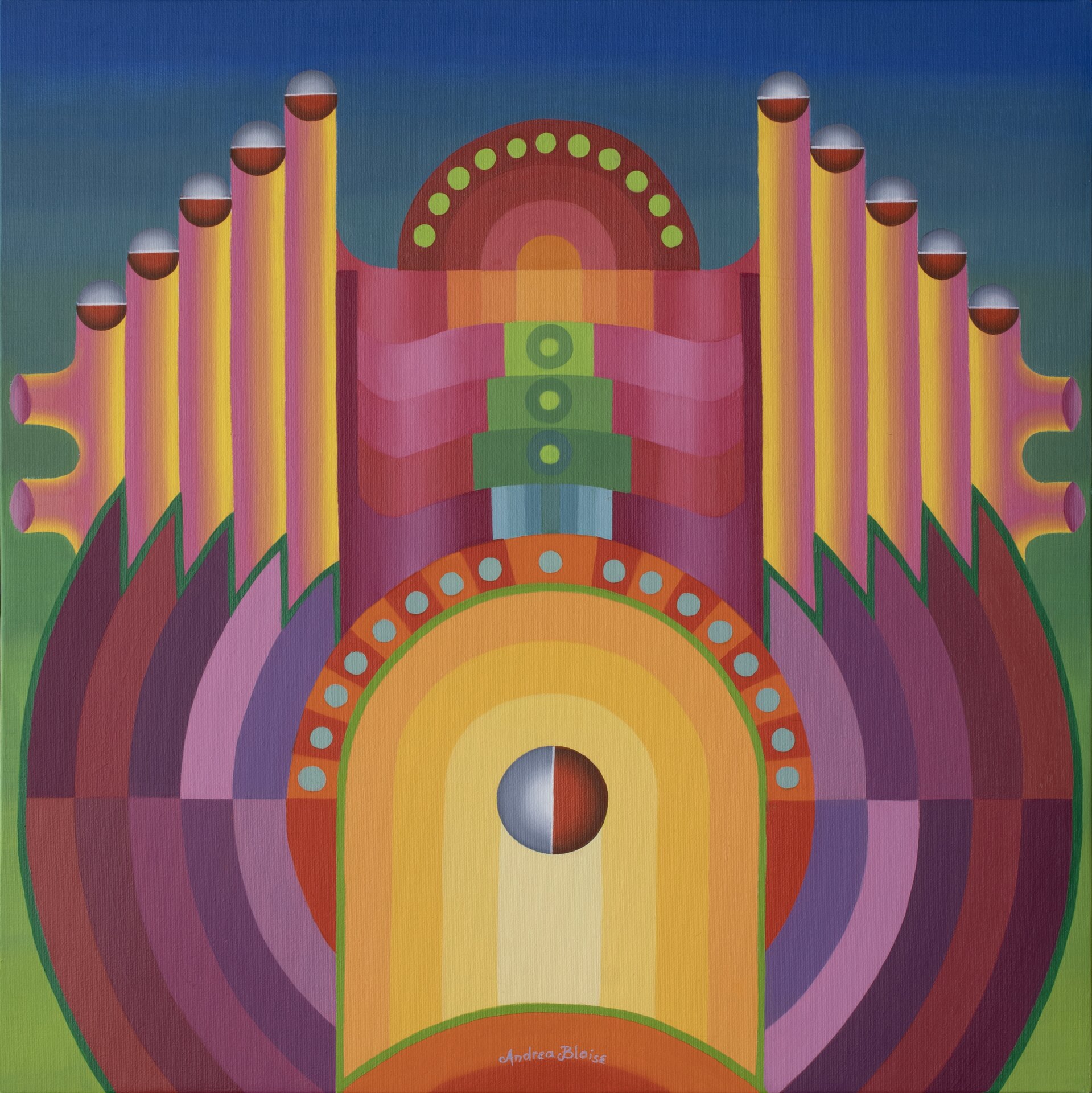 Andrea Bloise - Órgano para las luminarias. 2026. Óleo - lienzo. 56,5 x 56,5 cm
