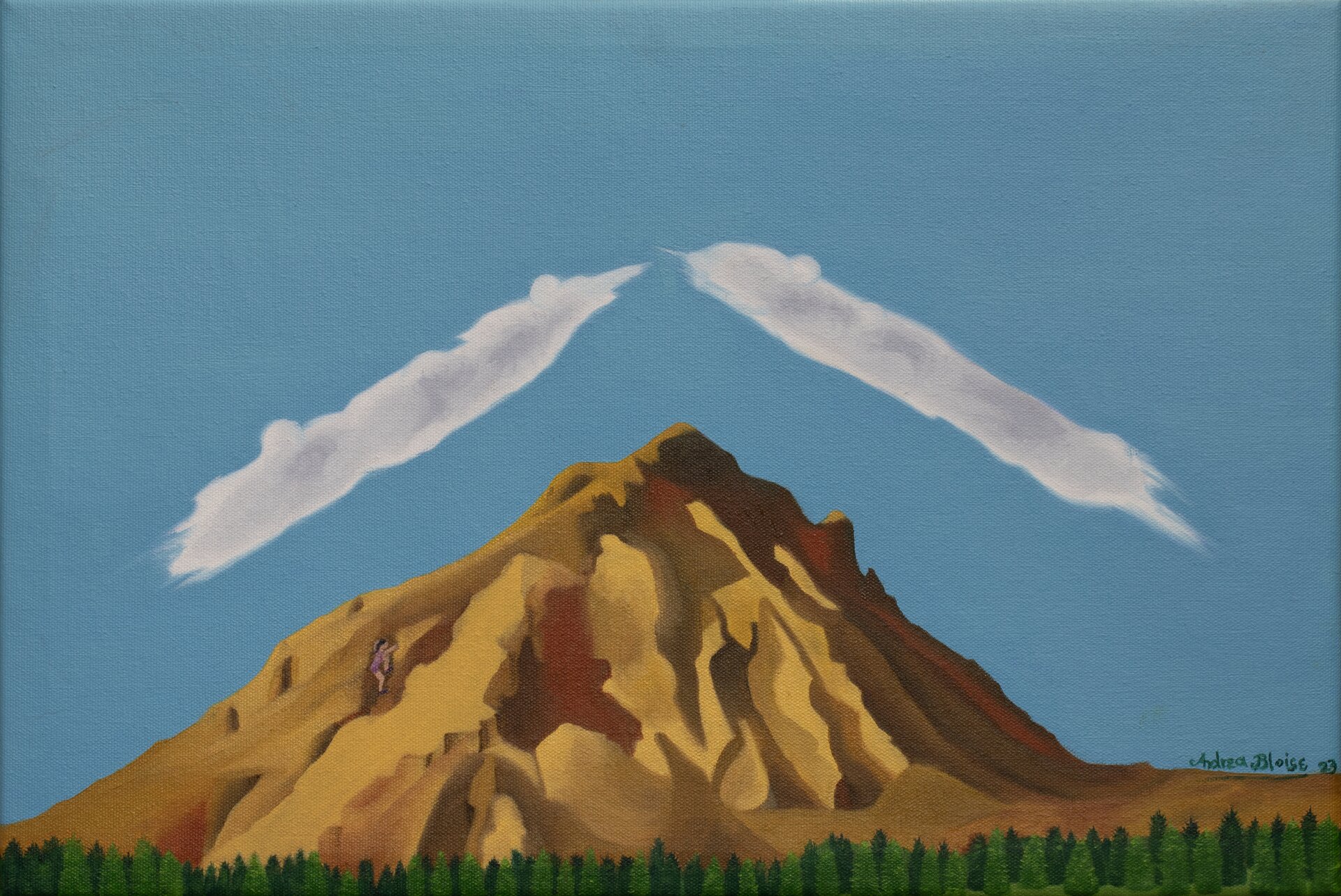 Andrea Bloise - Camino hacia la energía cósmica. 2023. Óleo - lienzo. 30 x 45 cm