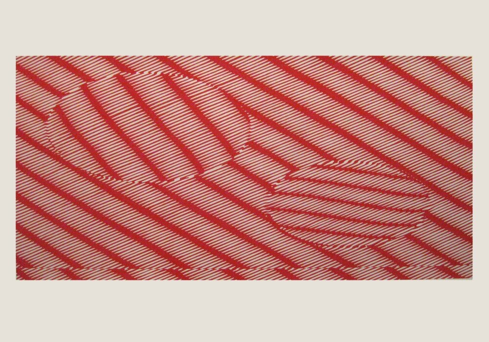 Óvalos dobles con corte
2012
Témpera sobre papel
70 x 100 cm