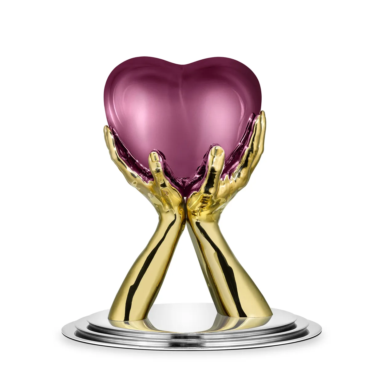 I GIVE YOU MY HEART III
Bronzo e acciaio cromato rosa 
34.5 x 34 x 34 cm
