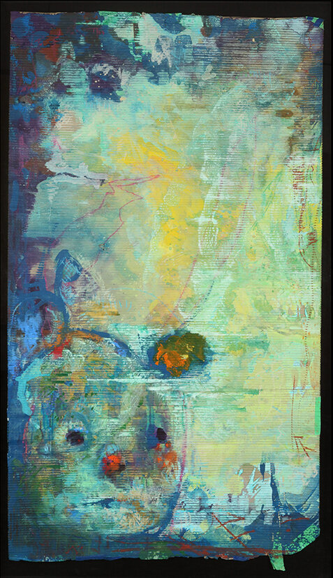Sin título, 2012, acrílico, pastel y témpera sobre cartón corrugado 165x100aprox