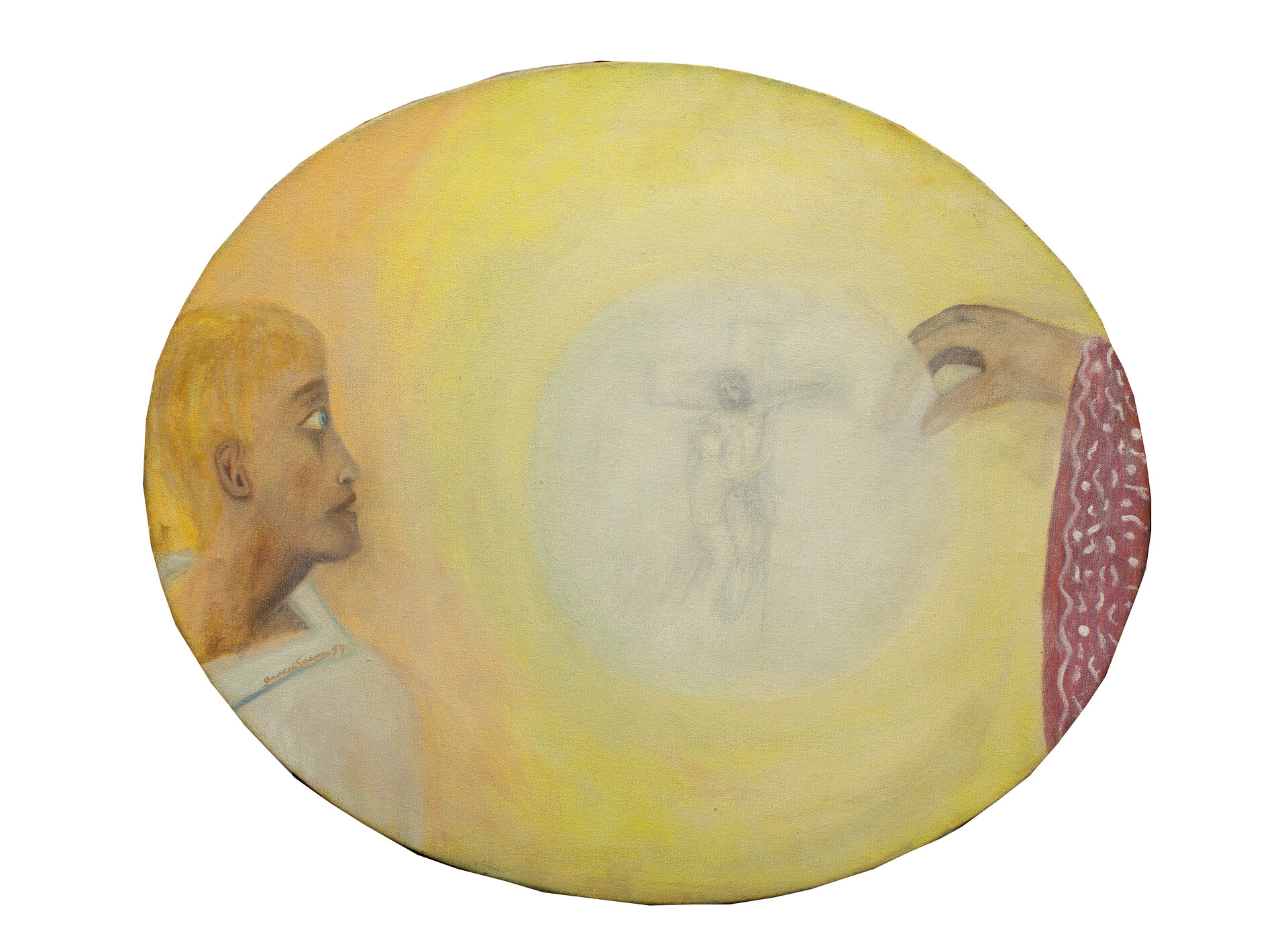 Autorretrato recibiendo la Primera Comunión, 1999. Óleo sobre tela. 50 x 60 cm. Fotografía Ignacio Iasparra